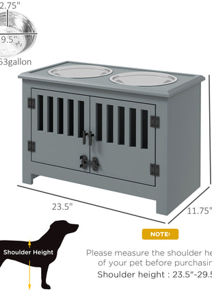 Dog Food Storage Cabinet with Bowls & Dog Feeding Station, Gray