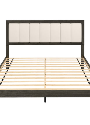 Queen Size Bed Frame with Headboard, Platform Bed Frame with Wooden Slats No Box Spring Needed Charcoal Gray