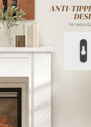 Modern Fireplace Mantel, Freestanding Fireplace Surround with Leg for Electric Fireplaces, 44.7" W x 40" H, White