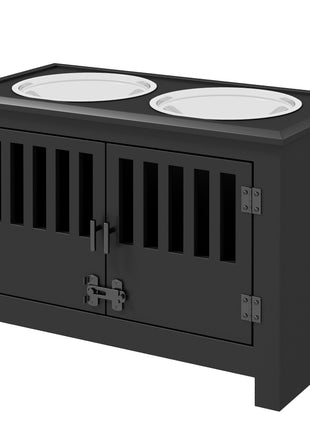 Dog Food Storage Cabinet with Bowls & Dog Feeding Station, Black