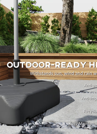 Patio Umbrella Base with Wheels, Telescopic Handle, 158 lb Sand or 99 lb Water Filled Umbrella Stand, Black