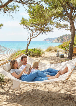 Outdoor Hammock 2-Person, with Pillow & Pad, 440 lbs Capacity, Cream White