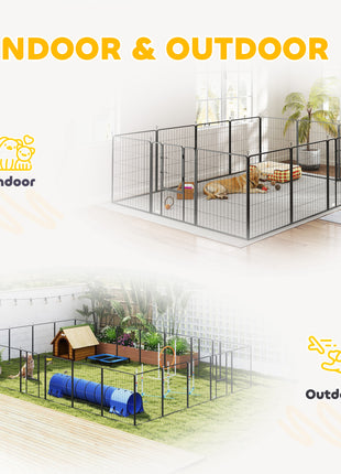 Dog Playpen for Indoor Outdoor, 24 Panels 39" H Puppy Playpen with Lockable Door, DIY Shape Pet Exercise Fence, Gray