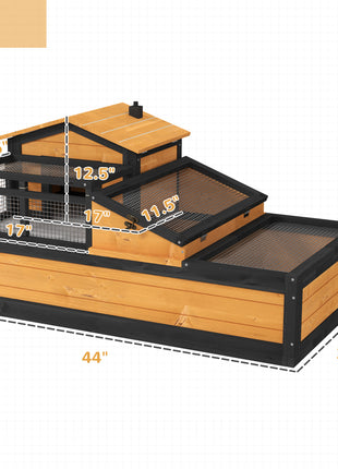 3-Room Tortoise Habitat House w/ Balcony & 2 Stories, 44" x 25.5" x 25", Yellow