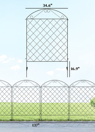 Garden Fence, 4 Pack Steel Fence Panels, 11.5' L x 43" H, Rust-Resistant Decorative Border Flower Edging for Yard, Landscape, Patio, Outdoor Decor, Curved Vines