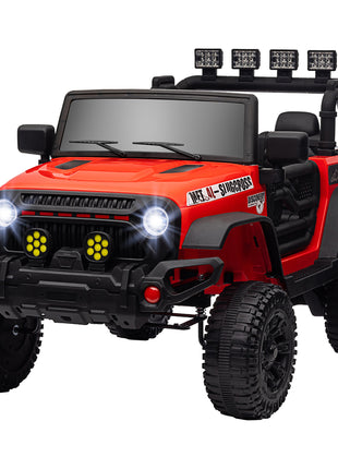 12V Battery Powered Ride on Car, Ride on Truck w/ Remote, 4 Suspension Wheels, Music Horn Lights, Red