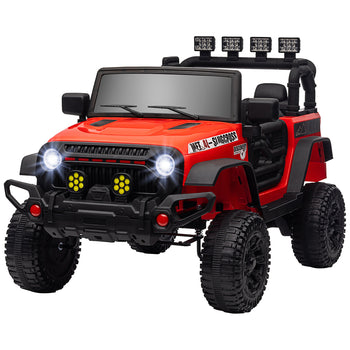 12V Battery Powered Ride on Car, Ride on Truck w/ Remote, 4 Suspension Wheels, Music Horn Lights, Red