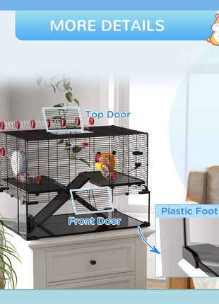 31" Hamster Cage with Tube and Tunnel, Deep Glass Bottom