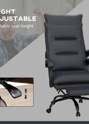 Executive Massage Office Chair with 6 Vibration Points, Microfiber Computer Desk Chair, Heated Reclining Chair with Footrest, Armrest, Double Padding, Charcoal Gray