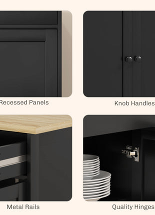 Modern Sideboard, Buffet Cabinet with Storage Drawers, Adjustable Shelves for Living Room, Dining Room, Entryway, Black