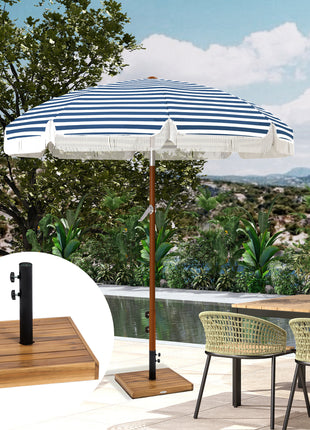 Patio Umbrella Base, 42 lbs. Concrete Heavy Duty Umbrella Base for 1.25/1.5" Poles, Teak