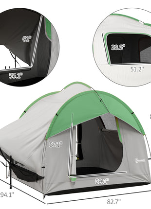 2000mm Waterproof SUV Tent, Car Tent with 3 Doors and Mesh Window, for 5-6 Person Camping Travel, Gray and Green