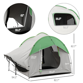 2000mm Waterproof SUV Tent, Car Tent with 3 Doors and Mesh Window, for 5-6 Person Camping Travel, Gray and Green