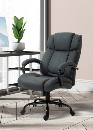 Executive Office Chair with Wide Seat, Computer Desk Chair with Adjustable Height, Swivel Wheels, Gray