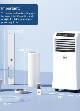 10000 BTU Mobile Portable Air Conditioner with Cooling, Dehumidifier and Ventilating, 2 Speed Fans, 24-Hour Timer, White