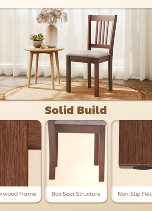 Dining Chairs Set of 2 Linen Upholstered Kitchen Chairs with Rubberwood Legs for Dining Room Living Room Walnut Taupe