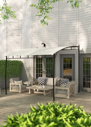 10' x 10' Outdoor Pergola Gazebo, Garden Sun Shade Shelter with Metal Frame for Porch, Patio, Deck, Backyard, Cream