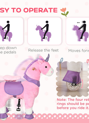 Ride On Real Walking Unicorn with Sparkly Horn, Soft Plush Ride On Rocking Horse Bearing 176lbs, Imaginative Interactive Toy for Kids, Unicorn Gifts