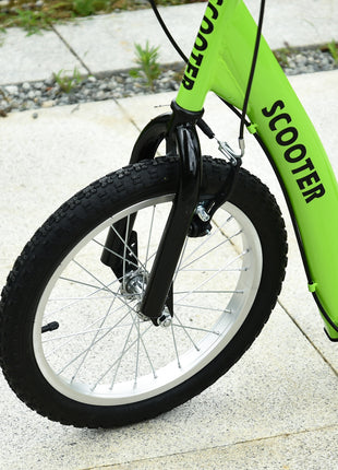 Youth Scooter Kick Scooter for Kids 5+ with Adjustable Handlebar 16" Front and 12" Rear Dual Brakes Inflatable Wheels, Green