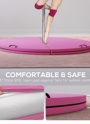 Foldable Crash Mat, Pole Padding with Carrying Handles and EPE Foam for Dance Training and Exercise, Pink
