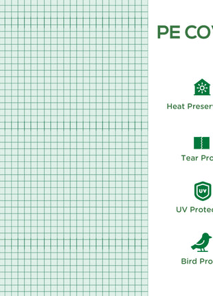 19.7' x 9.8' x 6.6' Plastic Greenhouse Cover Replacement, Heavy Duty Waterproof Tarp for Hoop House, Sheeting with 12 Windows, Door & Reinforcement Grid, Green