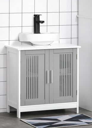 Under Sink Pedestal Storage Bathroom Cabinet, Gray White