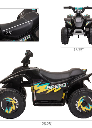 6V Kids ATV 4-Wheeler Ride on Car, Electric Motorized Quad Battery Powered Vehicle with Forward/Reverse Switch for 18-36 Months Old Toddlers, Black