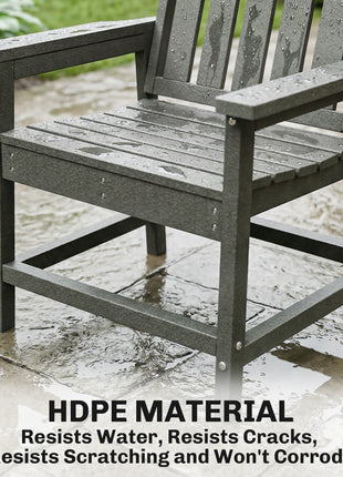 All-Weather Patio Chair, HDPE Patio Dining Chair, Heavy Duty Wood-Like Outdoor Furniture for Garden, Backyard, Deck, Porch, Lawn, Gray