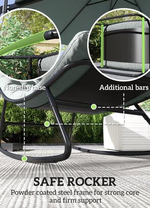 2 Pieces Outdoor Patio Rocking Chairs, Rocking Porch Chairs with Mesh Deep Seats for Indoor, Porch, Balcony, Dark Gray