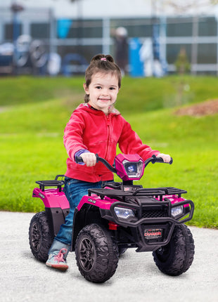12V Electric Toy Car with Forward Backward Function, Music, LED Headlights, for Ages 3-5 Years, Pink