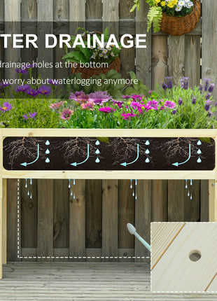 Raised Garden Bed Elevated Wooden Planter Box with Space-Saving Folding Design, Drainage Holes, & Inner Liner for Vegetable Fruit Herb Grow