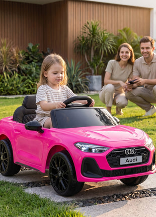 Audi A5L Licensed Electric Ride on Car for Kids 3-6 with Remote Control Dual Motors 4-Wheel Suspension Music, Pink