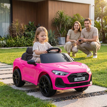 Audi A5L Licensed Electric Ride on Car for Kids 3-6 with Remote Control Dual Motors 4-Wheel Suspension Music, Pink