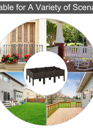 6 Piece Raised Garden Bed with Legs, Planter Box Raised Bed to Grow Flowers, Herbs & Vegetables, Brown