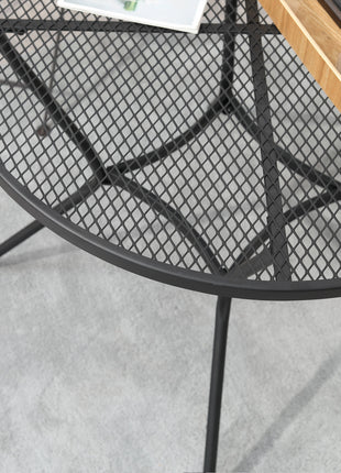 35" Round Outdoor Patio Bistro Dining Table, French Cafe Style, Conversation Space, Fast Drying Metal Mesh Tabletop for Garden, Backyard, Poolside, Black
