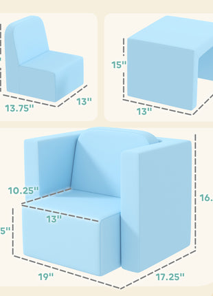 2-in-1 Convertible Table and Chair Set for Boys Girls for Boys Girls, Light Blue