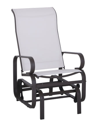 Gliding Lounger Chair, Single Rocker with Lightweight Metal & Mesh Construction, White