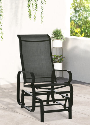 Outdoor Patio Sling Fabric Swing Glider Rocker Chair with Smooth Rocking Arms, Black