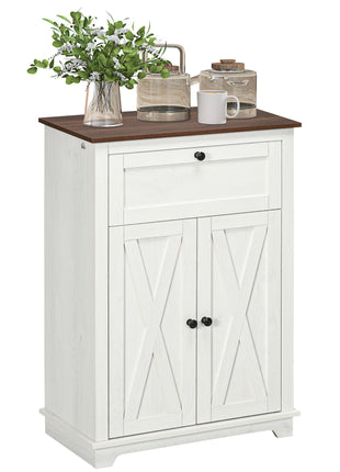 Farmhouse Sideboard Storage Cabinet with Doors and Drawer for Kitchen, Living room, 23.5"x11.75"x34.5", White