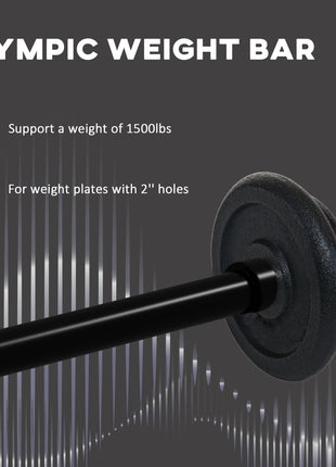 7.2ft Weight Bar, Olympic Bar with Rotating Sleeves, Non-Slip Knurling Grip, 1500lbs Weight Capacity, Black