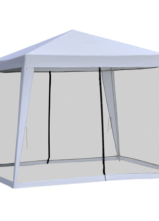 10'x10' Outdoor Party Tent Canopy with Mesh Sidewalls, Patio Gazebo Sun Shade Screen Shelter, gray