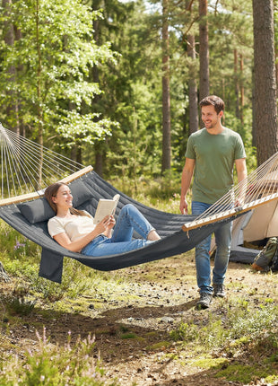 Outdoor Hammock 2-Person, with Pillow & Pad, 440 lbs Capacity, Gray