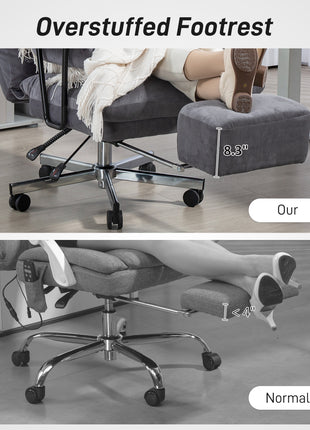 Executive Office Chair with Lumbar Support, Footrest, High Back Reclining Overstuffed Desk Chair with, Gray