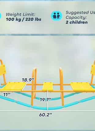 Teeter Totter Seesaw for Kids, 2 in 1 Metal Rocking Seesaw for Toddlers Age 3-8, Playground Equipment for Backyard