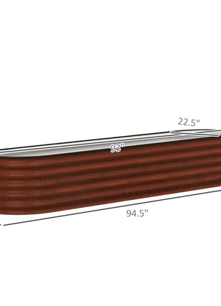 7.9' x 2' x 1.4' Galvanized Raised Garden Bed Kit, Metal Planter Box with Safety Edging, Brown