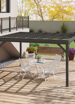 10' x 12' Outdoor Wooden Pergola, Grape Vine Gazebo with Concrete Anchors for Garden, Patio, Backyard, Deck, Gray