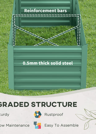 Galvanized Raised Garden Bed, Steel Outdoor Planters with Reinforced Rods, 71" x 36" x 23", Light Green