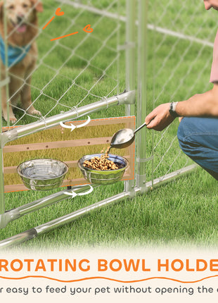 Galvanized Chain Link Large Outdoor Dog Kennel with Waterproof & UV-Resistant Cover, for M&L Dogs, 19.7' x 7.5' x 7.5'