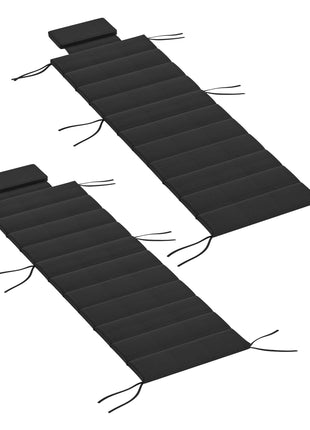 Foldable Chaise Lounge Cushion Set of 2, Outdoor Lounge Chair Cushion Set, UPF50+ 230gsm Olefin, 80" x 26" Black