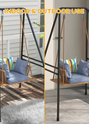 A-Shaped Hammock Chair Stand, Heavy Duty Swing Stand for Indoor & Outdoor Use, Max 330 lbs., Black